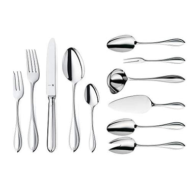 WMF Premiere Besteck Set 12 Personen, 66 teilig, 60 Teile mit Servierbesteck, Hohlheftmesser, Cromargan protect poliert, kratzbeständig, spülmaschinenfest im Sale